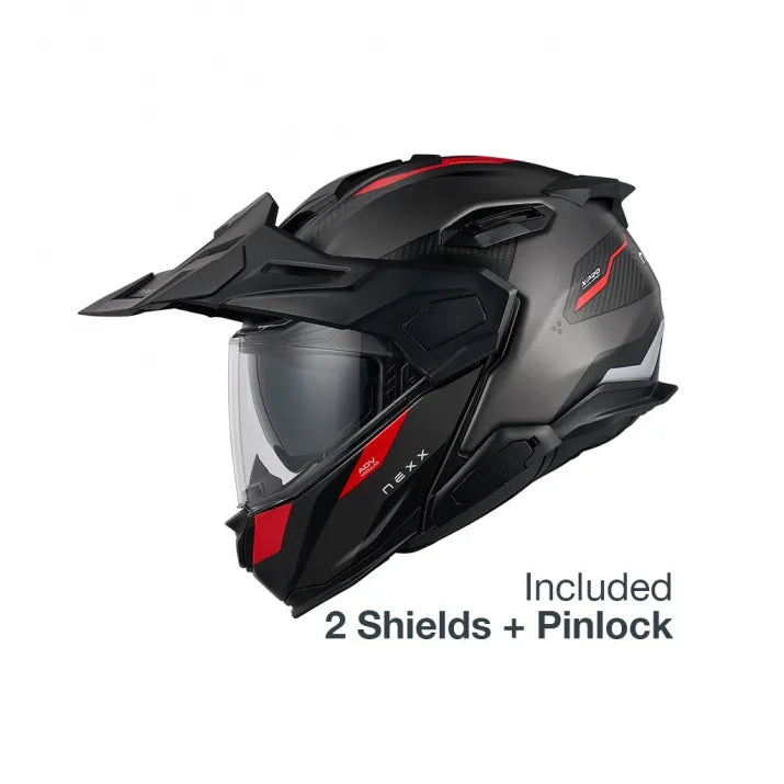 X.LIFECOUNTRY TERRA CARBON MODULAR ADVENTURE HELMET (GREY/RED MT)