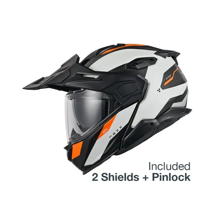 X.LIFECOUNTRY TERRA CARBON MODULAR ADVENTURE HELMET (WHITE.ORANGE MT)